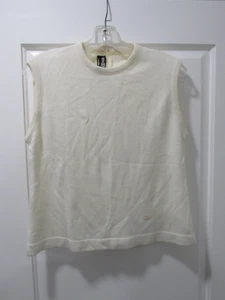 Vintage Givenchy Sport Ivory Soft Knit- Logo- Sleevless Zip Back Top Size 38 - Picture 1 of 5