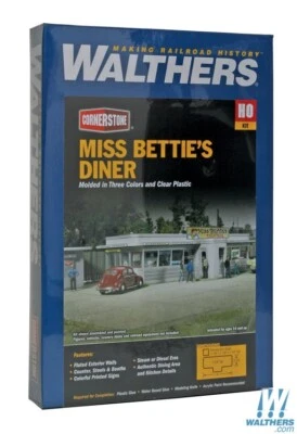 NEW Walthers 933-2909 Miss Bettie's Diner Kit HO Scale Train FREE US SHIP - Image 1 of 2