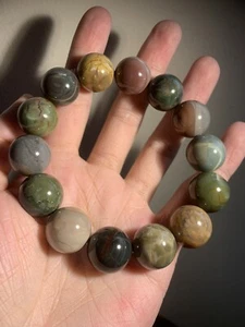 80.6 Natural Alashan Agate Elastic Bracelet/ Tibet Peace/16.2mm - Picture 1 of 14