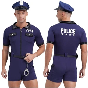 Hombres Trajes Mascarada Policía Policía Policía Uniforme Disfraz Carnaval Mono - Imagen 1 de 24