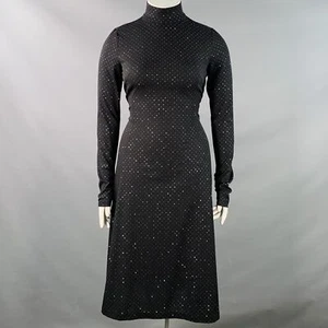 MARC JACOBS Runway Talla 10 Negro Plata Lunares Manga Larga Lazo a-Line Vestido - Imagen 1 de 7