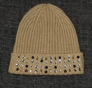 Cappello Berretto Mixit Donna Marrone Rotolo Polsino Maglia Gioielli Bling Strass Taglia Unica - Foto 1 di 5