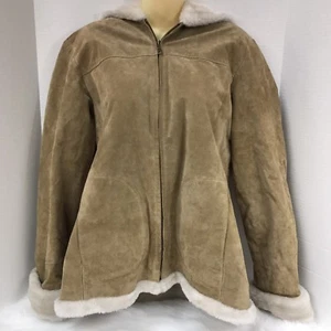 DAMEN ADLER COLLECTION WILDLEDER MANTEL mit KAPUZE mittel dickes Leder GUC Fell - Bild 1 von 7