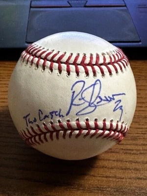 RUSTY GREER 3 SIGNED AUTOGRAPHED OML BASEBALL!  Rangers!  "THE CATCH"  Rogers PG - Image 1 of 2