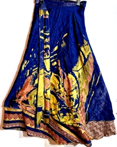 Incredible-art Vintage Silk Sari Magic Wrap Skirt Reversible Double Layer skirt - Picture 1 of 6