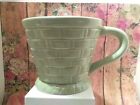Vtg Pottery Bath & Body Works Ceramic Coffee Mug Green Basket Weave 1999 Edition