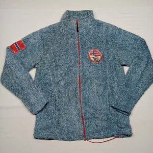 Nebulus Jacket Men's M/48 Blue Faux Fur Mock Neck Outerwear Classic Distressed - Picture 1 of 8