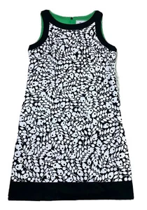Willow Glenn NY Black White Floral Shift Dress Stretch Sleeveless A-Line 10 EUC - Picture 1 of 9