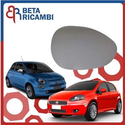 Specchietto Grande Punto Evo Fiat 500 Vetro Specchio Retrovisore DX Termico - Immagine 1 di 4