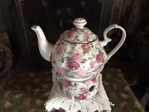 Gracie China Rose Teapot with burner - Picture 1 of 2