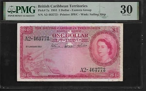 British Caribbean Territories 1 Dollar 1953 PMG 30 P# 7a Queen Elizabeth II - Picture 1 of 4