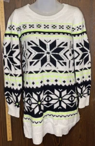 Justice Girl’s Snowflake Metallic Sequin Knit Long Sleeve Tunic Sweater Size 16 - Picture 1 of 3