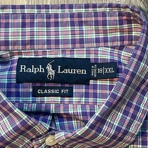 Ralph Lauren Hemd Herren XXL Lila Kariert Button Down Langarm Classic Fit - Bild 1 von 8