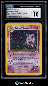 2000 POKEMON GYM HEROES 1ST EDITION 14/132 SABRINA'S GENGAR HOLO GEM MINT CGC 10 - Picture 1 of 3