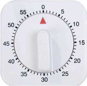 2PC Long Ring Bell Alarm Loud 60-Minute Kitchen Cooking Wind Up Timer White - Picture 1 of 4