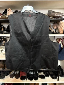 Brand Q, Men's Black Satin Dress Vest, Size 4XL - Picture 1 of 6