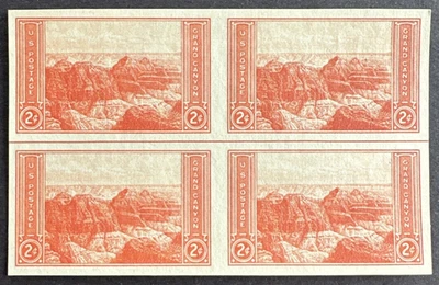 US 1935 Sc# 757 Horizontal Line Block of 4 MNH NGAI Grand Canyon 2c Imperf - Image 1 of 2
