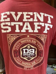 D9 DISTRICT 9 BREWING COMPANY Cornelius NC ~ XL ~ 2 Sided T Shirt Red Fanatical - Picture 1 of 10