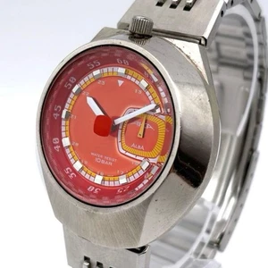 Seiko Alba Quartz Watch Men Red Orange Dial Case 40mm Stainless Belt - Picture 1 of 10