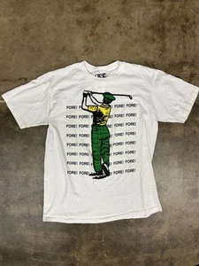 Vintage 90s Joe Boxer All Over Print Golf Tee Fore Logo Size L White Tee - Picture 1 of 5