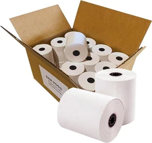 Rollos de papel de recibo de bonos de 1 capa de 24 rollos de papel blanco 3 X 150 para impacto en cocina - Imagen 1 de 4