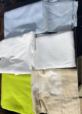 LOTE Vintage Toalha de Mesa, Corredor, Guardanapo Bordado Linho Patrimônio Acabado de Lavar - Imagem 1 de 4