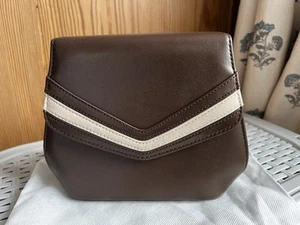 Jacques Vert Leather Clutch/Shoulder Bag Brown/Cream. Matching Shoes available - Picture 1 of 6