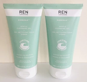 REN Clean Skincare Evercalm Gentle Facial Cleansing Gel 150ml x 2 New & Sealed - Picture 1 of 2