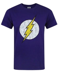 DC Comics Purple The Flash Distressed Logo Short Sleeved T-Shirt Mens - Picture 1 of 7