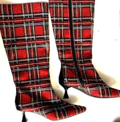 Botas de vestir brillantes de Navidad hasta la rodilla cremalleras de longitud completa tacón de 2" Alex Marie Foto 1 de 4