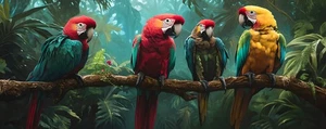 Bird Parrot Macaw Oil Painting Home Living room Art Wall Decor Printed On Canvas - Picture 1 of 8