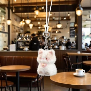 1 Piece Flocking Alpaca Kitten Keychain Bag Pendant Lanyard Phone Chain_D - Picture 1 of 20
