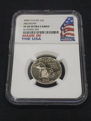 2004-S Clad Michigan State Quarter - NGC PF69 Ultra Cameo - Image 1 of 2