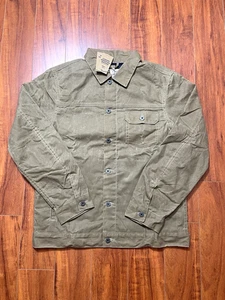 Flint And Tinder Flannel Lined Waxed Trucker Jacket Mens Size Large Field Tan - Picture 1 of 8