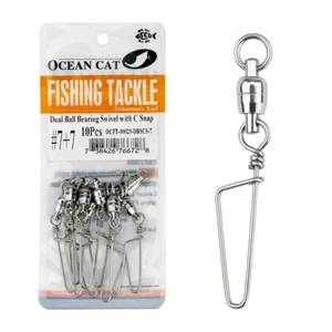 OCEAN CAT Stainless Steel Ball Bearing Swivels with Coast Snap Fishing Connector - Picture 1 of 16