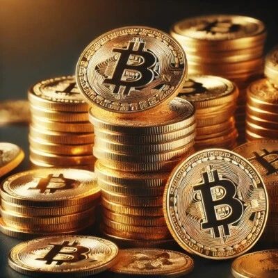 BitCoin Gedenk Münze GOLD beidseitig Graviert Sammelstück Edelmetall - Bild 1 von 3