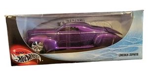 Hot Wheels 100% 1937 Lincoln Zephyr Custom Metallic Purple 1/18 Scale Mounted - Picture 1 of 8
