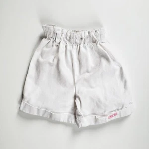 Vintage White Denim High Waisted Paper Bag Shorts 80s 90s Size 5 - Picture 1 of 10