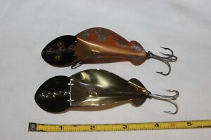 2 Used Vintage BUCK PERRY 3 3/4" SPOON PLUG Metal Fishing Lures