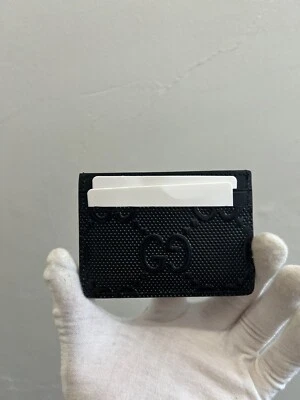 Nuevo Auténtico Gucci Micro Jumbo Negro Rojo Verde Cuero Tarjetero GG Foto 1 de 3