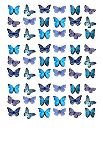 54X BEAUTIFUL BUTTERFLY BIRTHDAY EDIBLE WAFER PAPER, CUPCAKE, CAKE TOPPERS 1013 - Picture 1 of 1