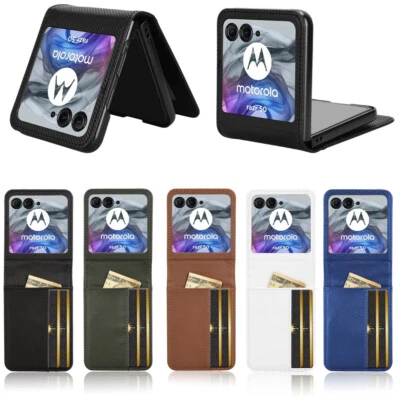 For Motorola Razr 50, Fashion Flip Leather Card Slot Wallet Hard Case Cover - Image 1 of 4