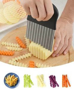 Heavy Duty Stainless Steel Crinkle Cutter, Wavy Chopper for Veggies & Fruits - Picture 1 of 12