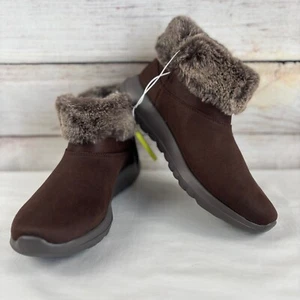 Stivaletti Skechers On-The-Go Joy marroni in pelliccia sintetica Ortholite taglia 8 - Foto 1 di 8