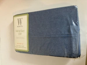 Wamsutta Soft& Easy Twin Spannbettlaken-Set Neu Offenes Paket Blau 250 Fadenzahl - Bild 1 von 4