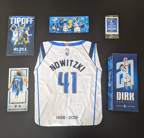 Mavericks DIRK NOWITZKI 30k bobblehead, commemorative tickets, towel +Cards Cover
