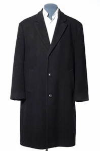 44R Classic Michael Kors Black Wool-Blend Single-Breasted Overcoat Top Coat XL - Picture 1 of 9