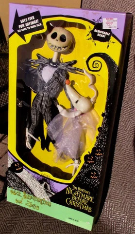 NOS 1993 Disney Nightmare Before Christmas 19" Talking Jack Skellington & Zero Cover