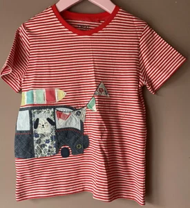 NWOT Girls Striped NEXT T-Shirt Age 4-5 Years Dog Caravan - Picture 1 of 5