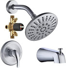 CATTSHO Shower Tub Faucets Sets Complete with Diverter, 5 Spray Settings, 6-Inch
